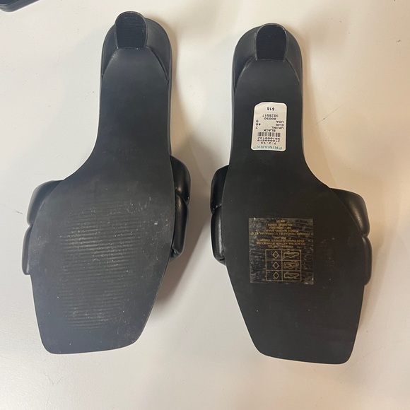 Black Faux Leather Slip On Mule Heels with Cushion Strap | Size 9 | BRAND NEW - Picture 5 of 5